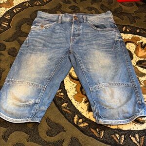 Men's Blue Denim Knee-Length Shorts